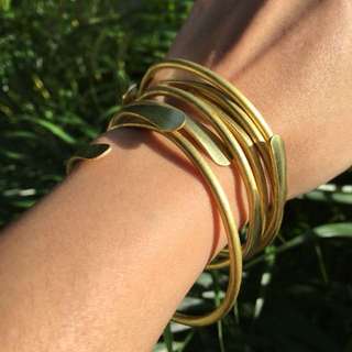 Hammered Raw Brass Adjustable Bangle Friendship Bracelet