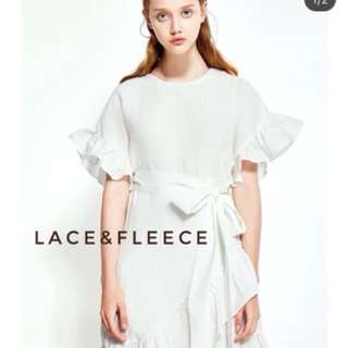 Lace and fleece dress putih baju dress wanita