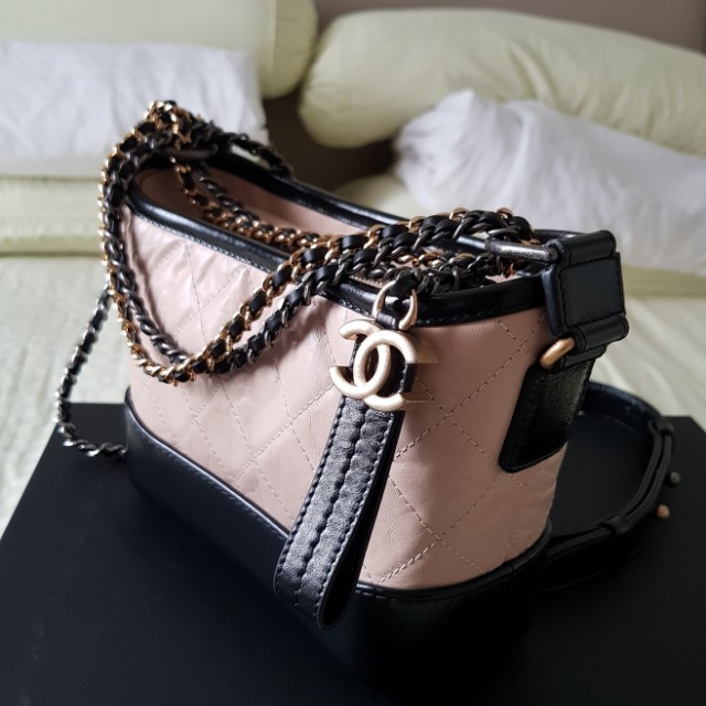 Chanel Gabrielle small hobo bag. Come with full sets. Latest spring-summer  2018. Colour beige/black. Size 15 x 20 x 8 cm, Women's Fashion, Bags &  Wallets, Cross-body Bags on Carousell