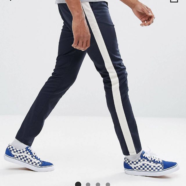 navy side stripe trousers