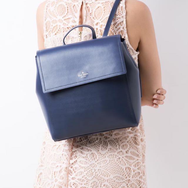 Kate Spade Megyn Somerville Road Leather Backpack DIVER BLUE SMOKE