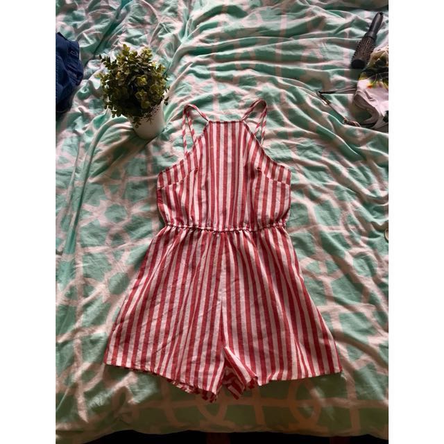 red and white playsuit