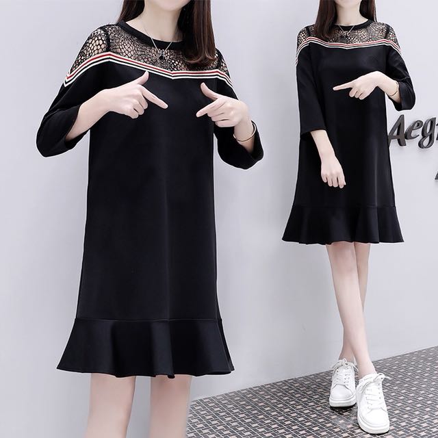 Xl 5xl 2018 Spring Korean Fashion Wild Seven Point Sleeves Lace