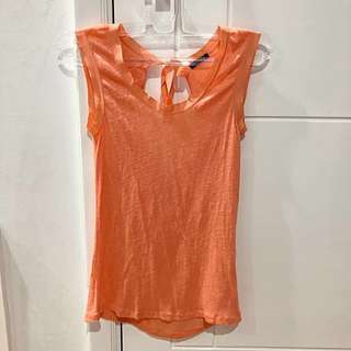 Massimo dutti orange sleeveless top with open bow back