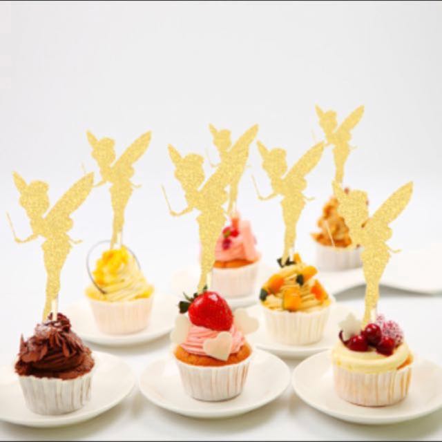5pcs Tinkerbell Fairy Cake Topper Bunting Decoration Cupcake Toppers