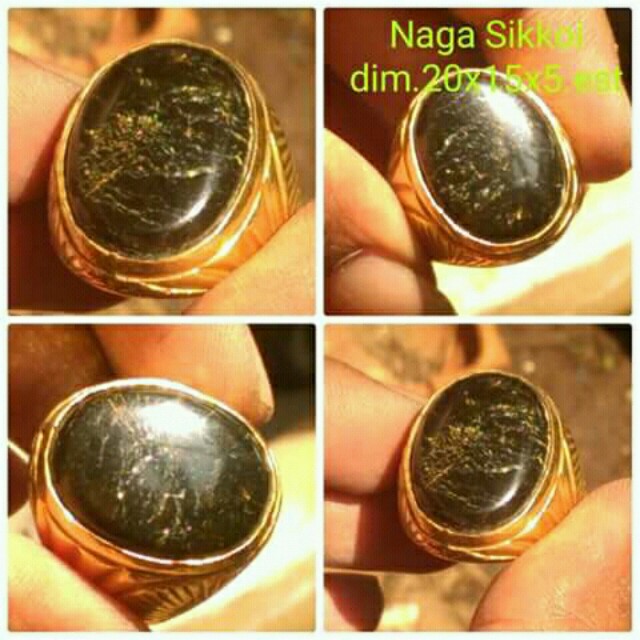 Batu akik naga sikkoi serat emas
