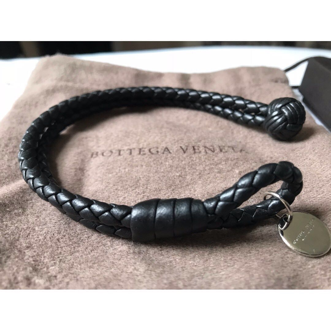 Bottega Veneta Braided Leather And Sterling Silver Bracelet L - Blue |  Editorialist
