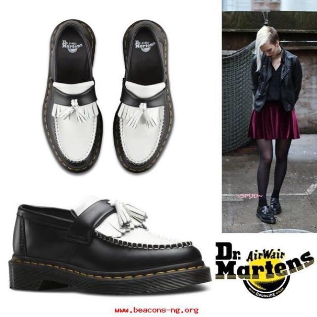 Dr Martens ADRIAN Tassel loafer black/white, Women's Fashion, Loafers Carousell