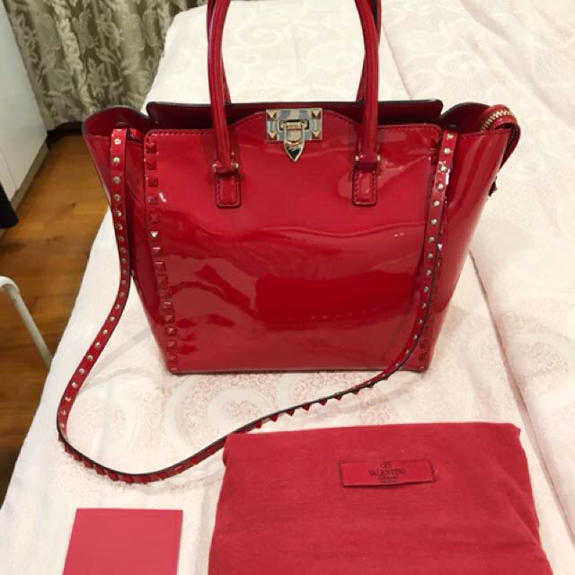 valentino red patent bag