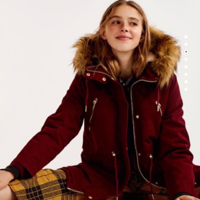 Lined parka with faux fur hood clearance