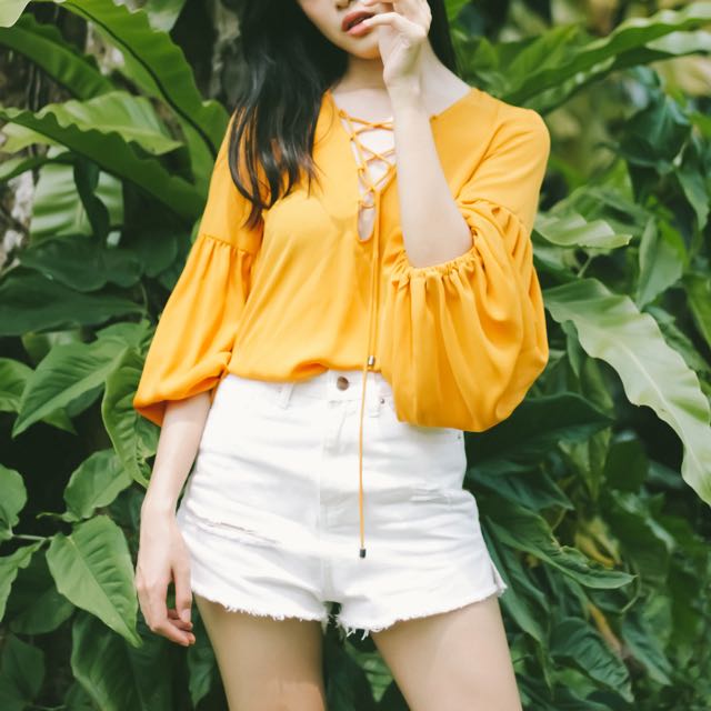 yellow string top