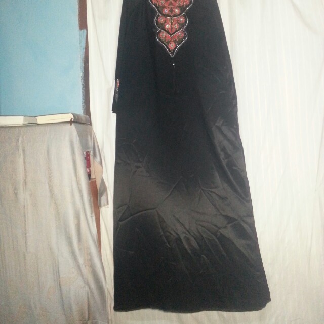 Abaya Elegant Arabic Style Jubah Hitam Satin Muslimah Fashion Dresses On Carousell