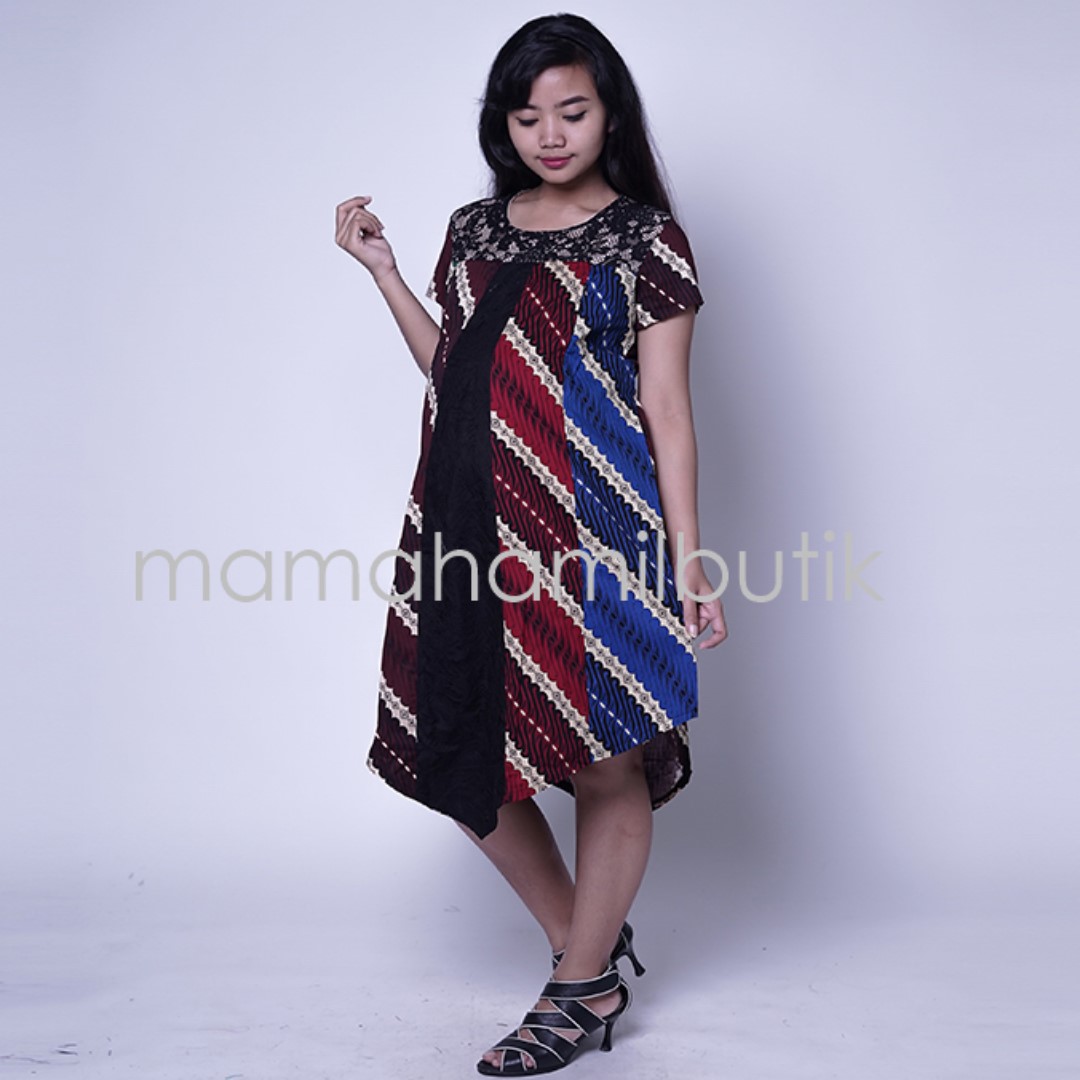 Baju Hamil Dress Hamil Menyusui Brokat Batik Rere Dress BTK 158
