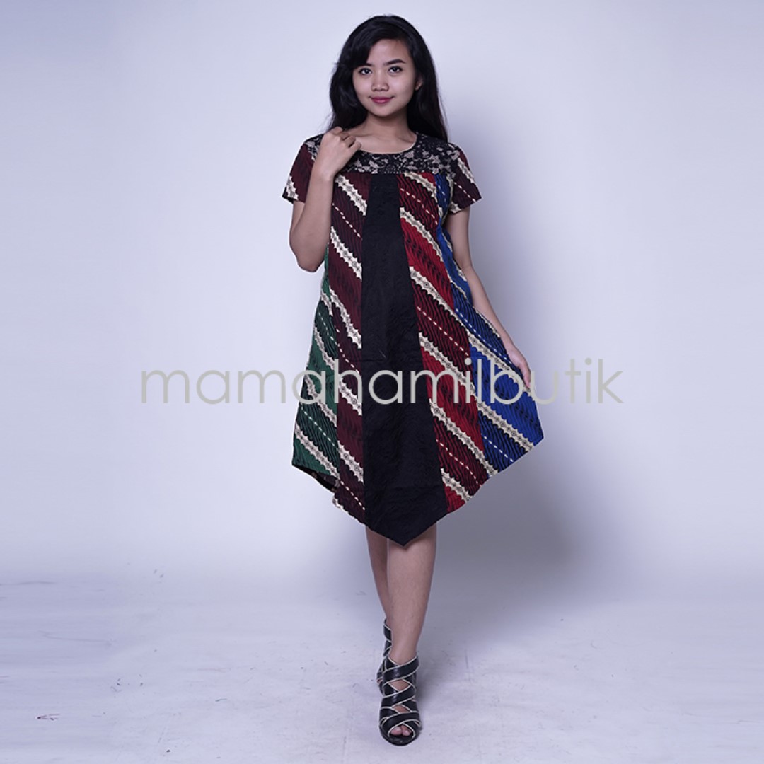 Baju Hamil Dress Hamil Menyusui Brokat Batik Rere Dress BTK 158