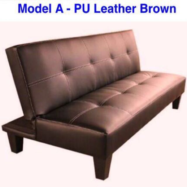Brown Pu Leather Sofa Bed