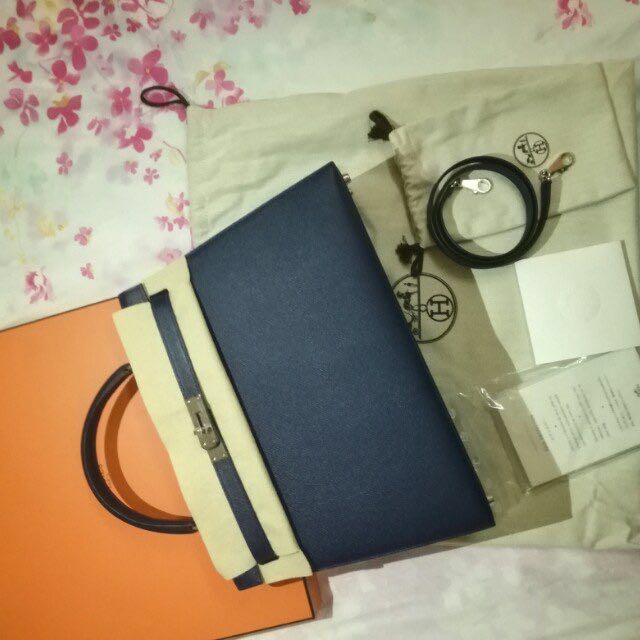 Hermes Kelly 28 Blue Lin Togo Phw, Luxury, Bags & Wallets on Carousell