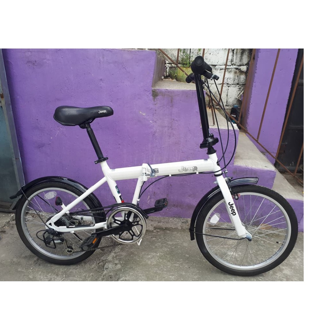 white foldable bike