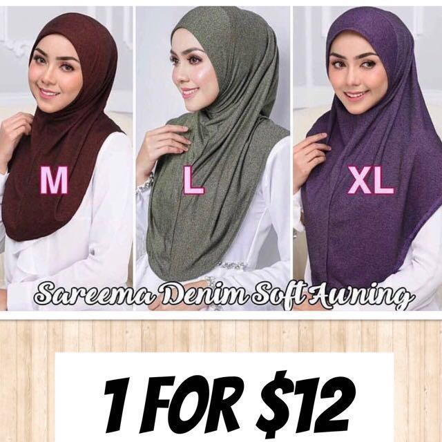 Tudung Instant Denim Soft Awning Women S Fashion Muslimah Fashion On Carousell