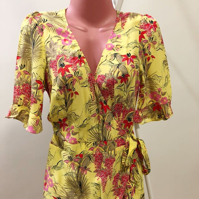 zara yellow wrap dress