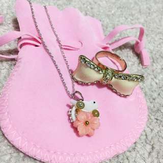 Dove Necklace and Bow Ring