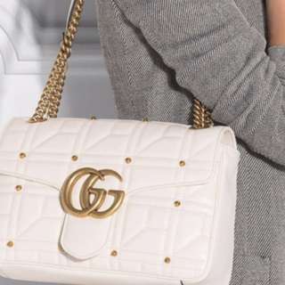 Gucci marmont white studded handbag