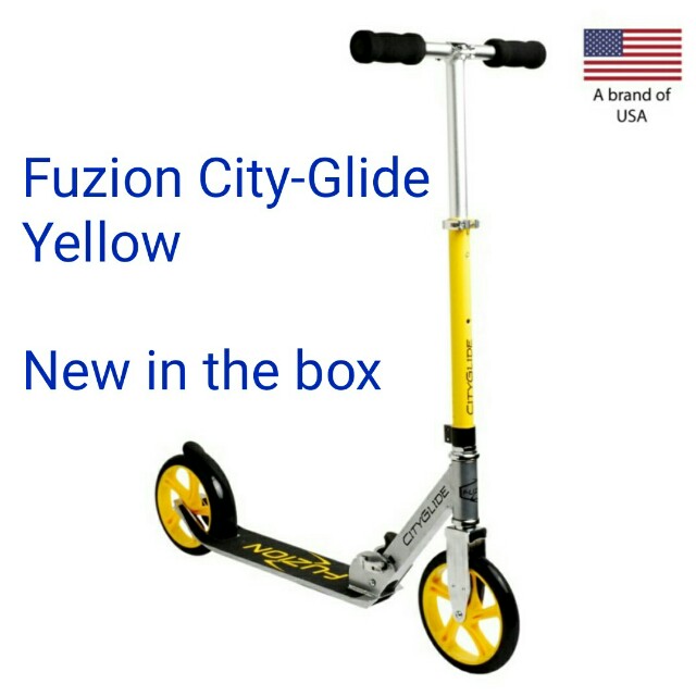 Fuzion Cityglide ABEC 7 bearings Kick Scooter (Yellow) with lightweight aluminium deck and 200mm