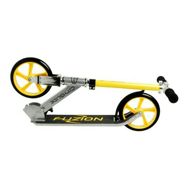 Fuzion Cityglide ABEC 7 bearings Kick Scooter (Yellow) with lightweight aluminium deck and 200mm