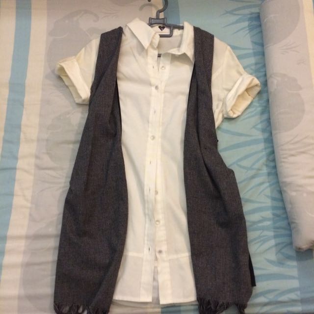White long sleeve with vest cheap