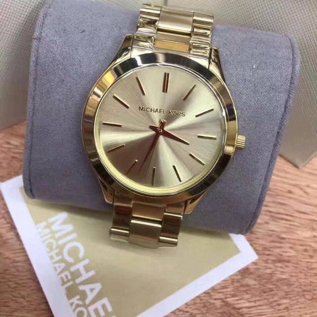 Michael Kors - Slim Runway Gold-Tone Stainless Steel Watch, Luxury 