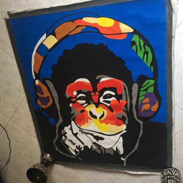 Monkey Headphone Pop Art Painting Design Craft Art Prints On Carousell