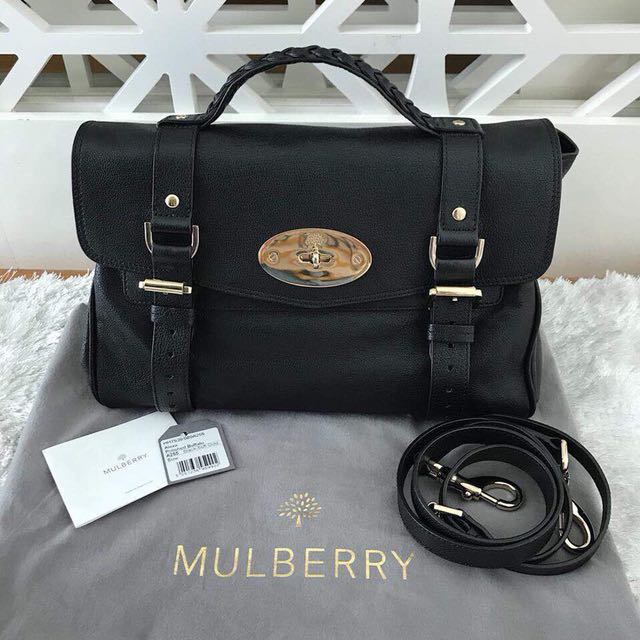 Mulberry Alexa Polished buffalo in black (medium), Bags Wallets on