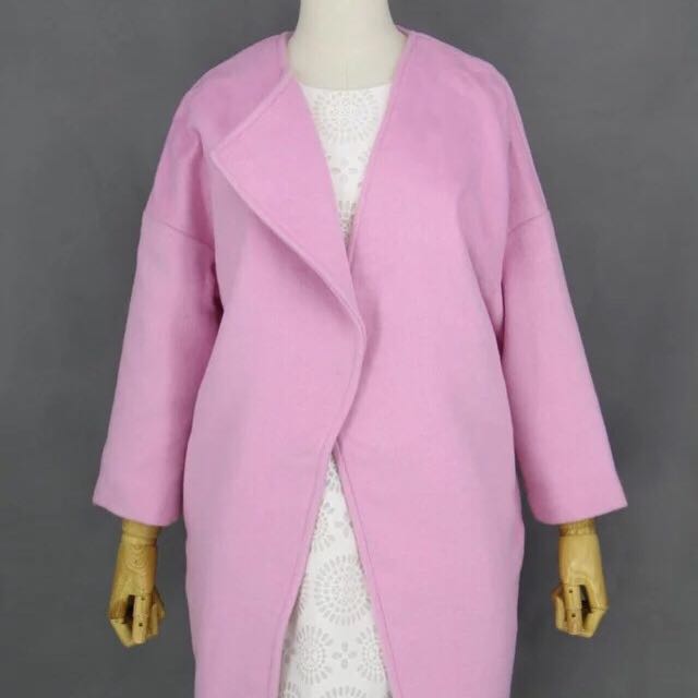 pink wool coat zara