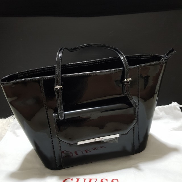 guess black patent bag