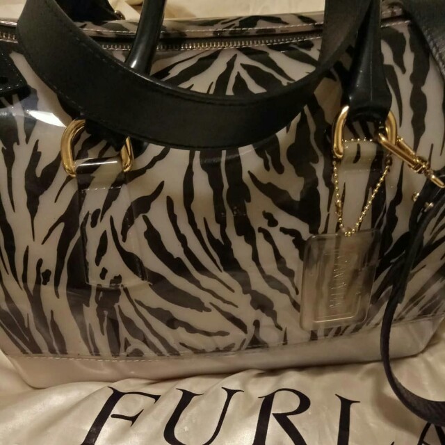 Authentic Pre owned Furla candy Zebra print silicon satchel