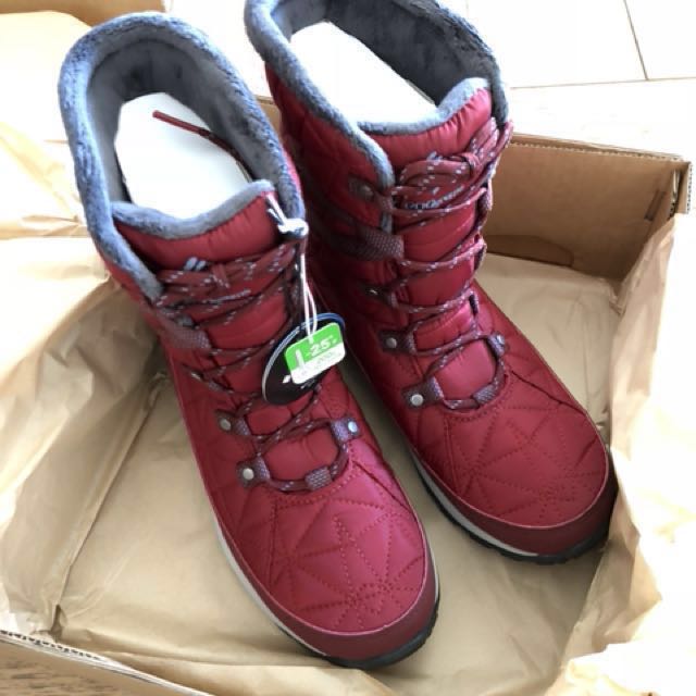 Brand New ladies Columbia Red Loveland Mid cut Omni Waterproof Snow Boots 38.5 7.5 Women s Fashion Footwear Boots on Carousell