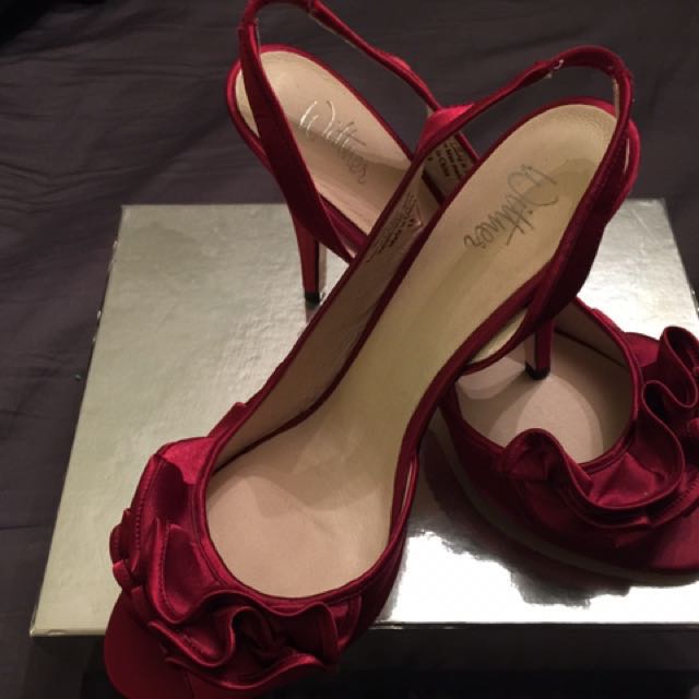 burgundy satin heels