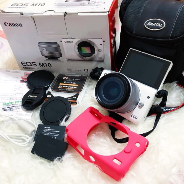 camera canon eos m10 putih kondisi istimewa jarang dipake