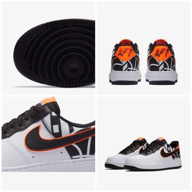 Nike Air Force 1'07 LV8 Low White Black Orange 823511-104 Men's  Size 13
