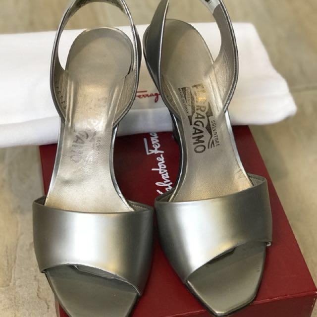 ferragamo silver sandals