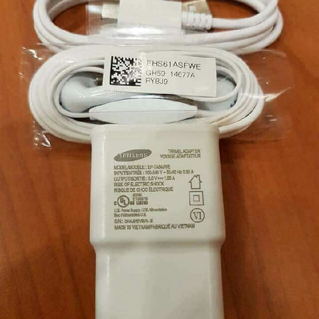 samsung original 1 55 amp white charger with headset