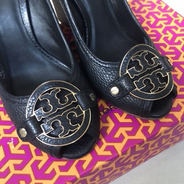 Tory Burch Amanda High Open Toe Wedge, Luxury, Apparel on Carousell