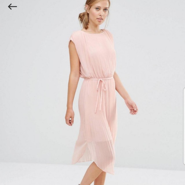 Warehouse pink pleated dress cheap