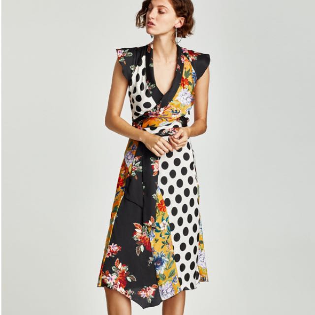 zara patchwork floral dress