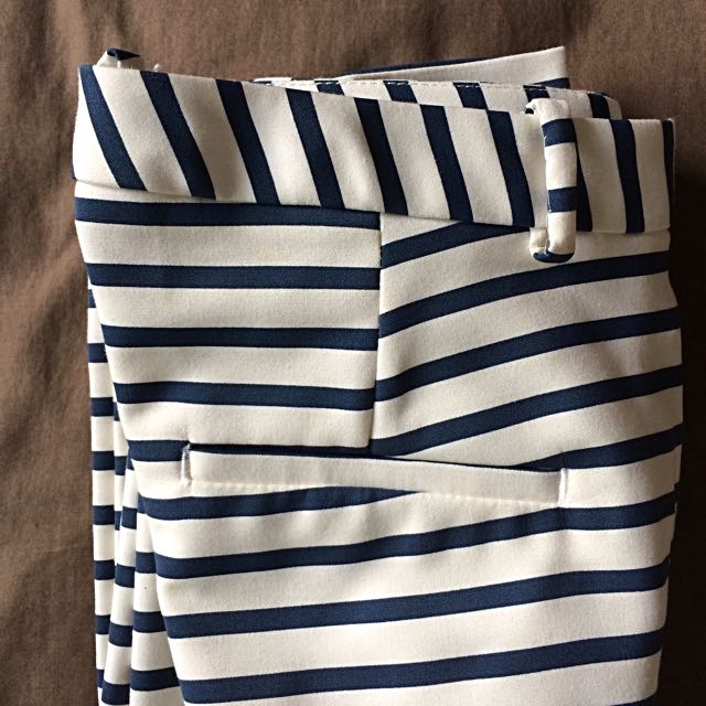 zara blue and white striped pants