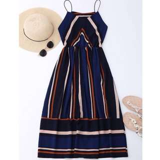 Zaful BNWT Multi Stripe Cami Midi Sundress