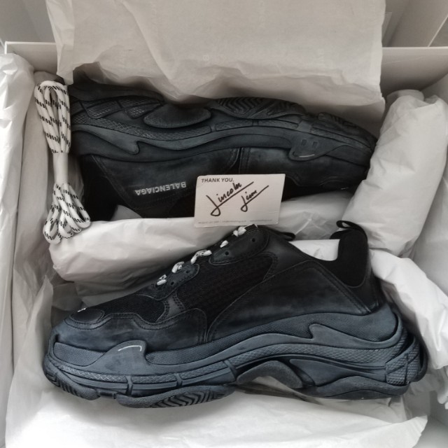Eu 45 Uk 11 Balenciaga Triple S Triple Black On Carousell