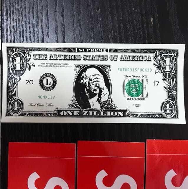 supreme dollar sticker