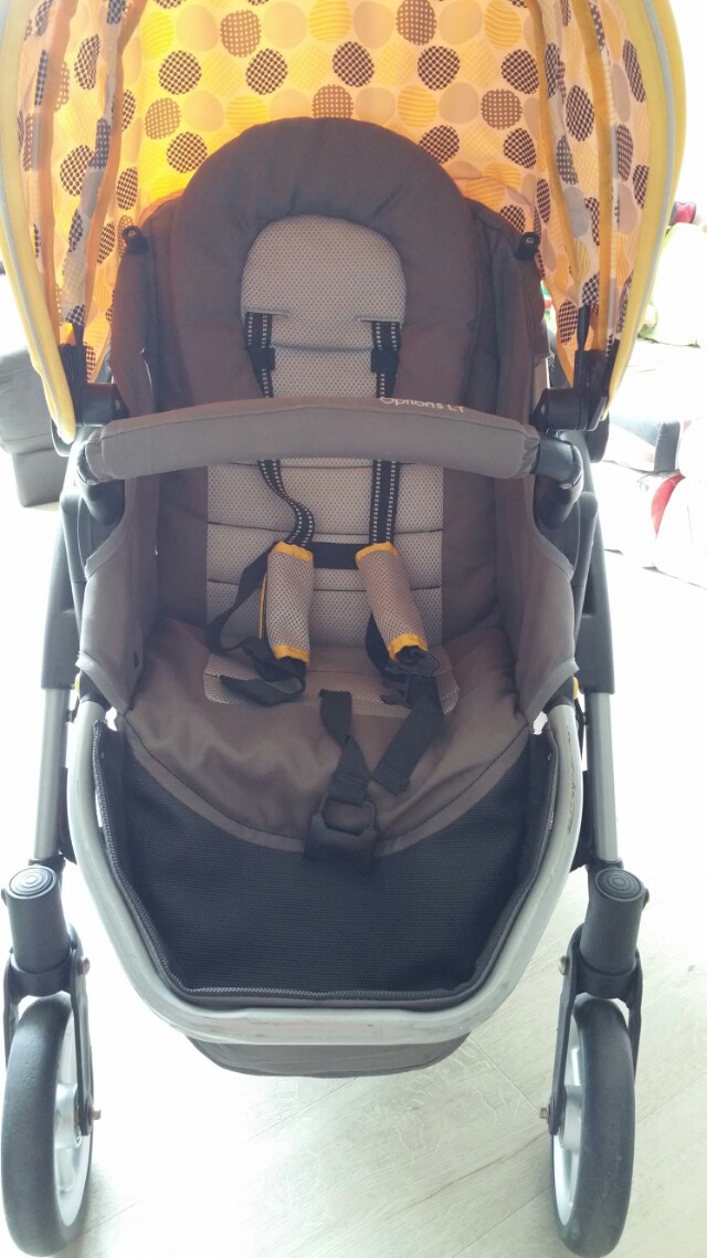 options lt double stroller yellow