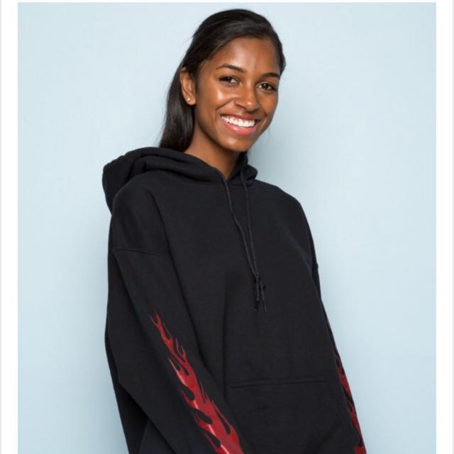 LF Brandy Melville Christy Flames Hoodie Bulletin Board Looking
