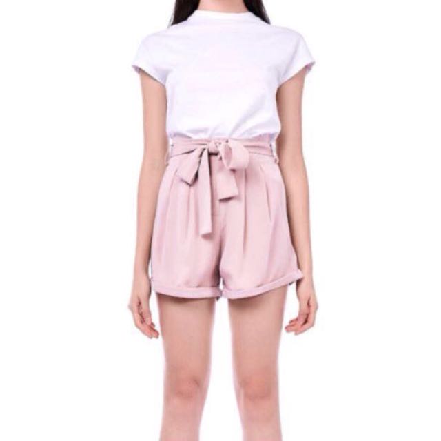 blush paper bag shorts